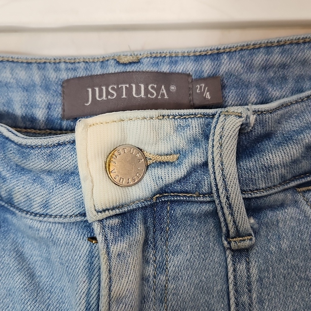 Just Usa Wide Leg Patch Pockets  Light Wash Jeans - Picture 3 of 11